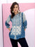 Ethnic Floral Print Blue Straight Tunic For Women