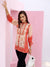 ZOLA Exclusive Mandarin Collar Muslin All Over Ethnic Floral Print Orange Straight Tunic For Women