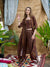 ZOLA Square Neck Modal All Over Geometric Floral Printed Brown Loose Fit Co-Ord Set For Women