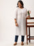 Zola White Cotton Round Neck 3/4th Sleeves Chikankari Embroidery Ethnic Wear Kurta For Women
