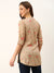 ZOLA Exclusive Mandarin Collar Rayon All over Floral & Fauna Print Hip Length 3/4th sleeve Beige Straight Tunic For Women