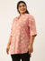 ZOLA Exclusive Mandarin Collar Rayon All Over Floral Print Peach Straight Tunic For Women