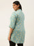 ZOLA Exclusive Mandarin Collar Rayon All Over Floral Print Sea Green Straight Tunic For Women