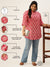 ZOLA Exclusive Mandarin Collar Silk All over Block Print Hip Length 3/4 Sleeves Pink Tunic For Women