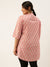 ZOLA Exclusive Mandarin Collar Muslin All Over Ethnic Print Pink Straight Tunic For Women