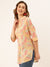 ZOLA Mandarin Collar Muslin All Over Paisley & Floral Print Beige Straight Tunic For Women