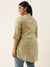 ZOLA Mandarin Collar Muslin All Over Paisley & Floral Print SeaGreen Straight Tunic For Women
