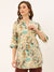 Floral Print Blue Straight Tunic For Women