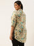 ZOLA Exclusive Mandarin Collar Muslin All Over Floral Print Blue Straight Tunic For Women