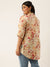 ZOLA Exclusive Mandarin Collar Muslin All Over Floral Print Peach Straight Tunic For Women