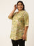 ZOLA Exclusive Mandarin Collar Muslin All Over Botanical Print Green Straight Tunic For Women