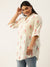 ZOLA Exclusive Mandarin Collar Viscose All Over Floral Print Cream Straight Tunic For Women