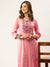 Round Neck Rayon All Over Ethnic Print With Embroidery Pink Straight Kurta Set For Women - ZOLA