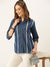ZOLA Exclusive Collar Denim All Over Schiffli lace Pattern Dx Blue Casual Wear Shirt For Women