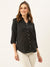 Collar Cotton All over Polka Dot Black Casual Wear Shirt For Women