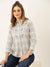 ZOLA Exclusive Collar Cotton All Over Checked Print Sky Blue Casual Wear Shirt For Women