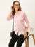 Zola Pink Cotton Shirt Collar 3/4th Sleeves Formal Wear Shirt For Women