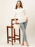 Zola White Cotton Shirt Collar 3/4th Sleeves Formal Wear Shirt For Women