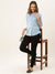 Zola Sky Blue Cotton Shirt Collar 3/4th Sleeves Formal Wear Shirt For Women
