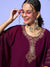 Zola Magenta Round Neck Kimono Sleeve hand embroidery Ethnic Wear Kaftan  for Women