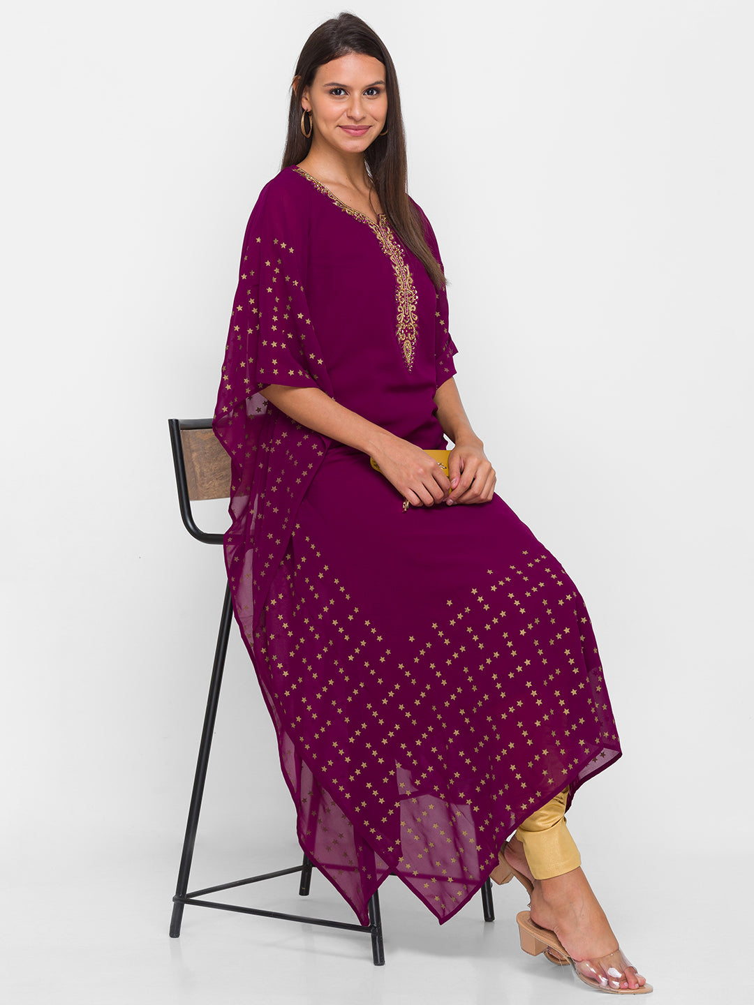 Magenta Ethnic Wear Kaftan for Women