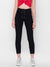 ZOLA Denim Black Solid Strechable Ankle Length Joggers for Women