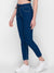 ZOLA Denim Blue Solid Strechable Ankle Length Joggers for Women