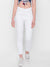 ZOLA Denim White Solid Ankle Length Basic Jeans for Women