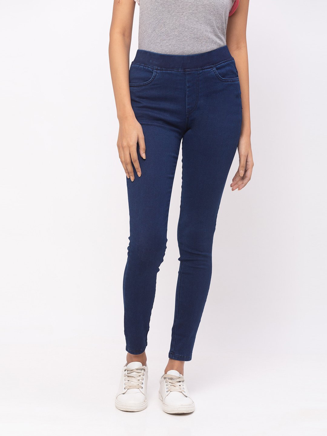 ZOLA Comfortable Denim Dx Blue Full Length Jegging for Women