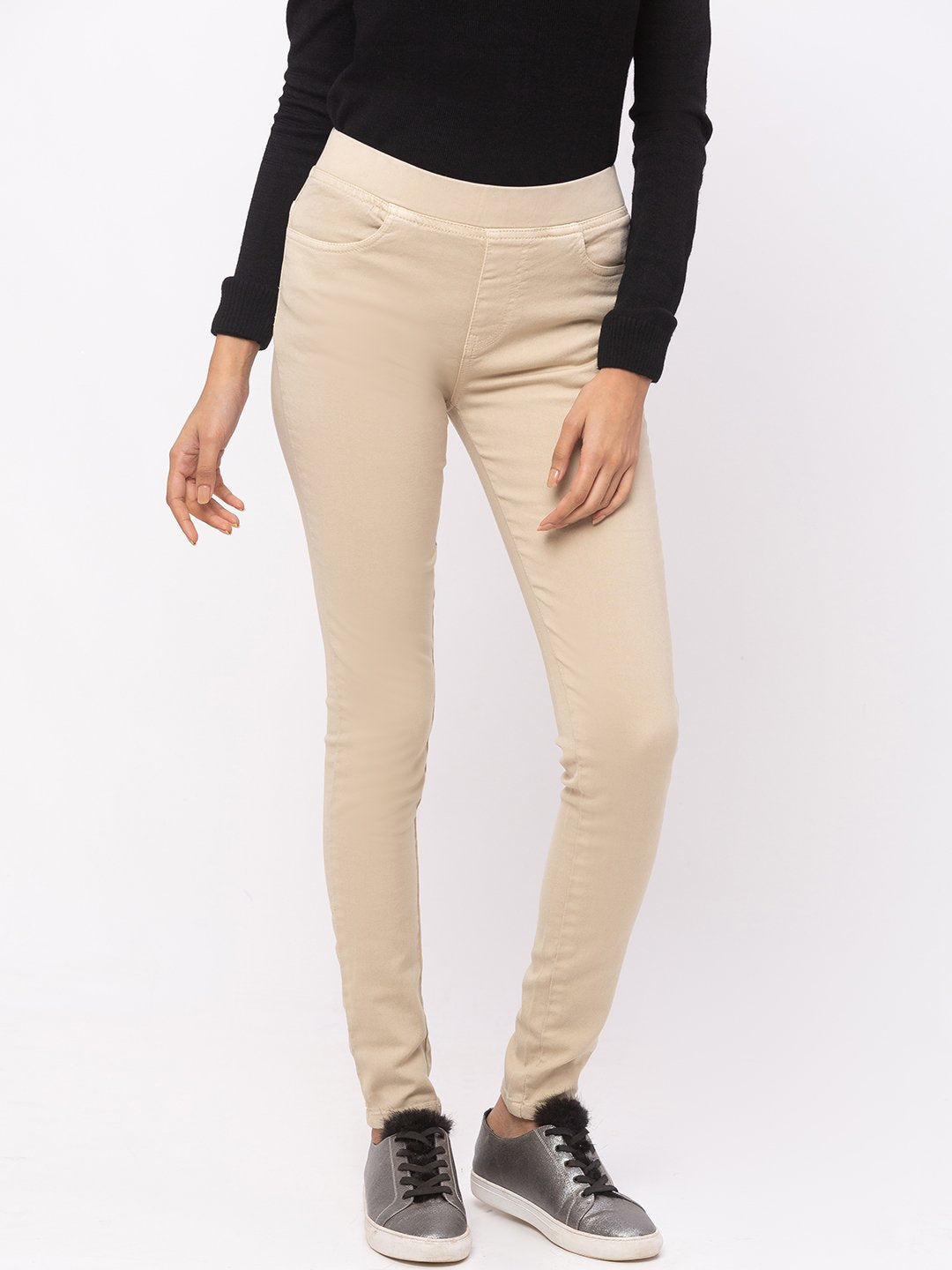 ZOLA Comfortable Denim Fawn Full Length Jegging for Women