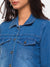 Denim Stone Blue Jacket with Pocket For Women