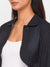 Denim Black Shirt Collar Jacket For Women