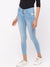 ZOLA Ice Blue Slim Fit Ankle Length Denim Jeans For Women
