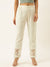 ZOLA Exclusive Ankle Length Cotton Comfort Fit Cream Flared Pinstriped Pants For Women