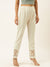 ZOLA Exclusive Ankle Length Cotton Comfort Fit Cream Flared Pinstriped Pants For Women