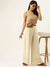 ZOLA Ankle Length Cotton Schiffli Lace Work Comfort Fit Cream Straight Palazzo For Women