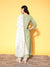 Zola Green Rayon Round Neck 3/4th Sleeves Floral Embroidery Ethnic Wear Kurta Set With Dupatta for Women
