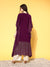 Magenta Round Neck Kimono Sleeve hand embroidery Ethnic Wear Kaftan for Women - ZOLA